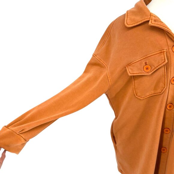Avec Les Filles Shirt Jacket Shacket Button Down Coat Orange Size Large - Picture 6 of 12